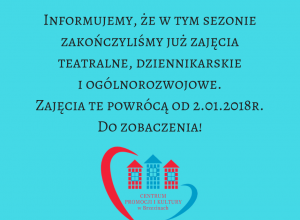 Ważna informacja dot. zajęć dla dzieci i młodzieży